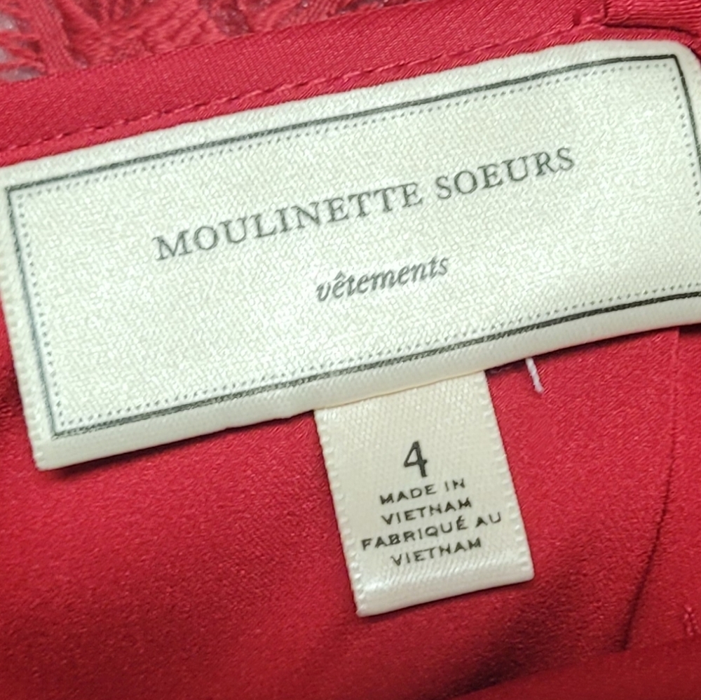 Anthropologie Moulinette Soeurs Rubied Lace Dress Fit & Flare Pleated Mini Dress - Picture 11 of 13